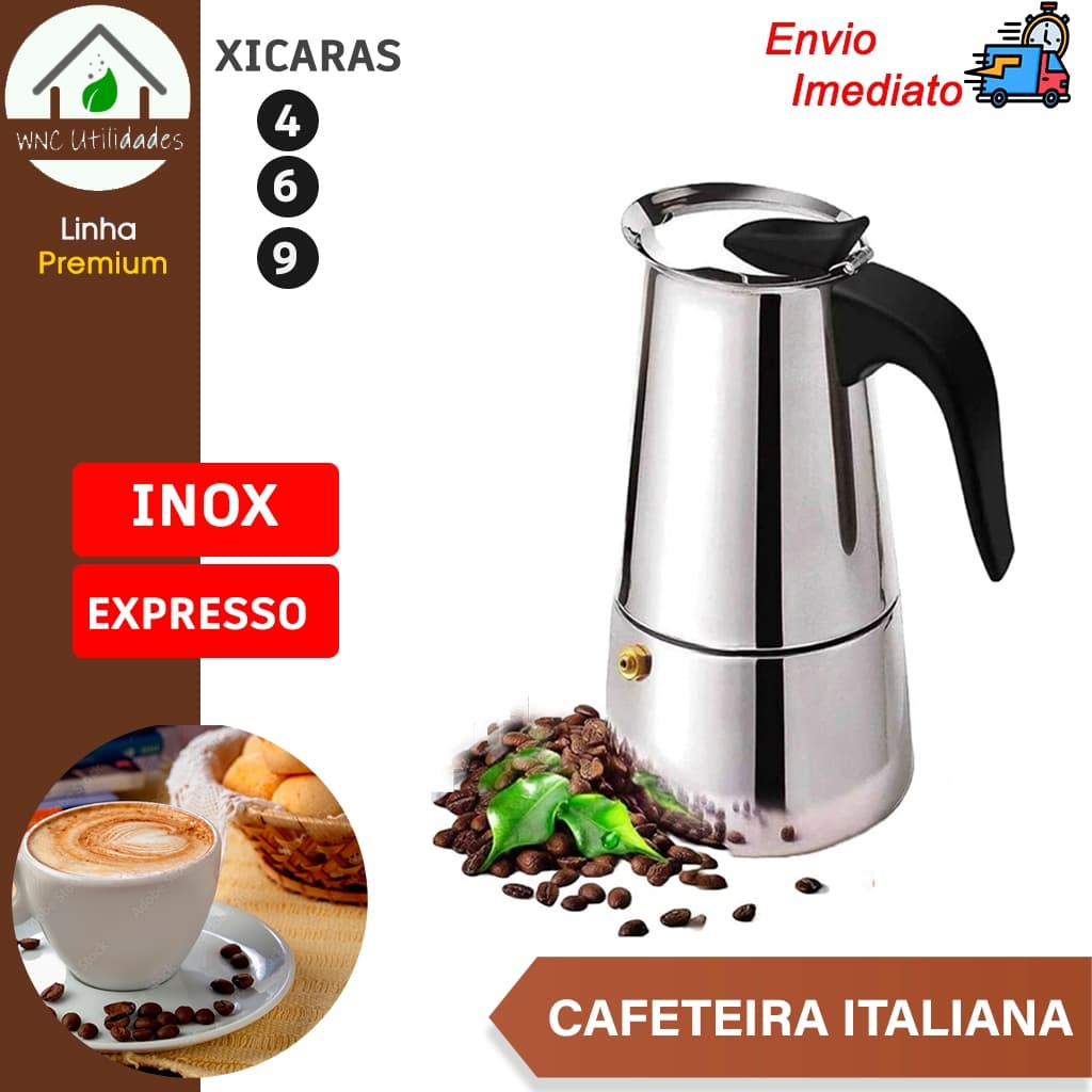 Maquina de Café Cafeteira Italiana 4, 6, 9 e 12 Xicaras Expresso Moka