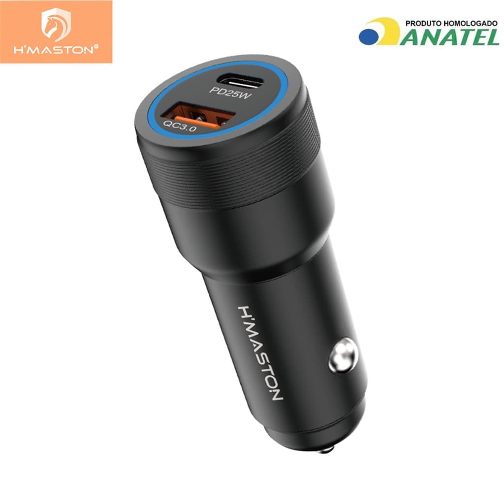 H'Maston L07 Carregador Veicular TIPO-C + USB Turbo Carregamento rápido/Universal 45W
