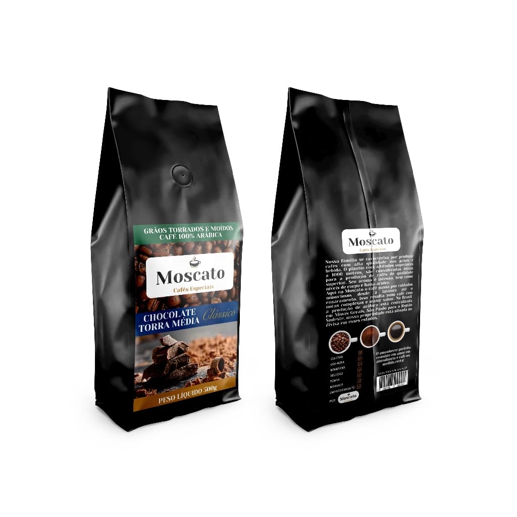 Kit 2Kg || 2 Cafés em Grãos Arábica Gourmet Aromatizado Chocolate 1Kg /TORRA MÉDIA