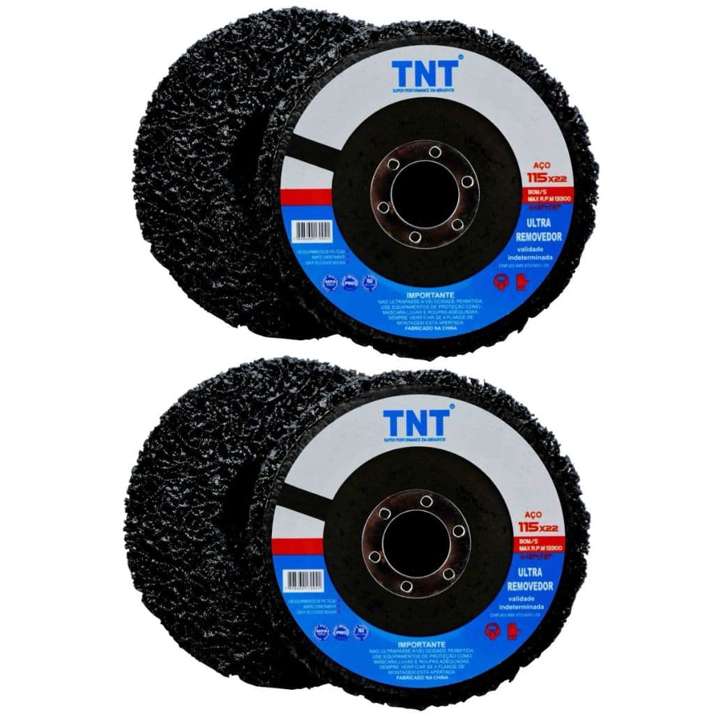 Kit 02 Discos Removedores Polidores TNT Flap 115mm p/ Tinta Verniz Metal Madeira Esmerilhadeira