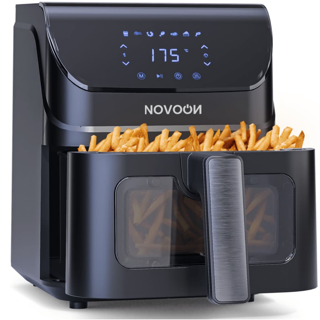 Fritadeira Elétrica Digital Novoon 4,5L 1400W 3 em 1 - Frita sem Óleo, Assa e Reaquece. Air Fryer 4,5 Litros Silenciosa