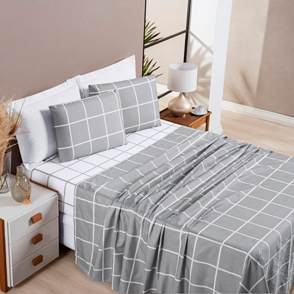 Jogo de Cama Lençol Com Elástico 4 Peças Solteiro,Casal,Queen,King Austin 200 Fios Micropercal