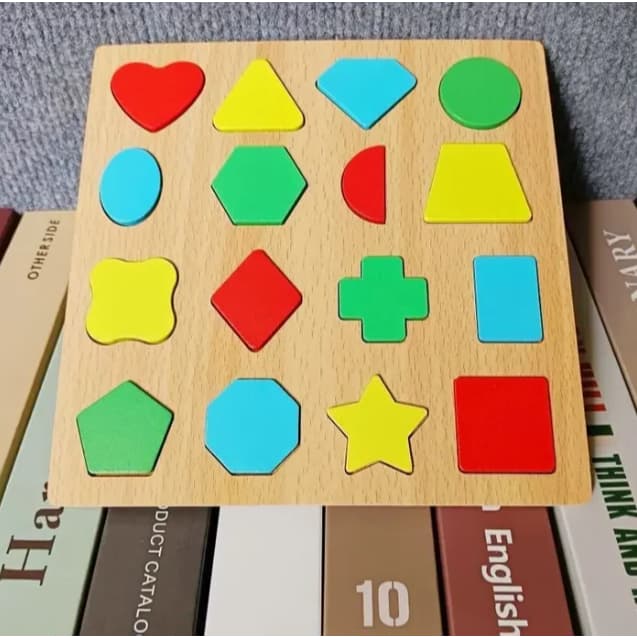Brinquedo Educativo Encaixe Divertido Formas Quebra-Cabeças Cognitivo Montessori MDF