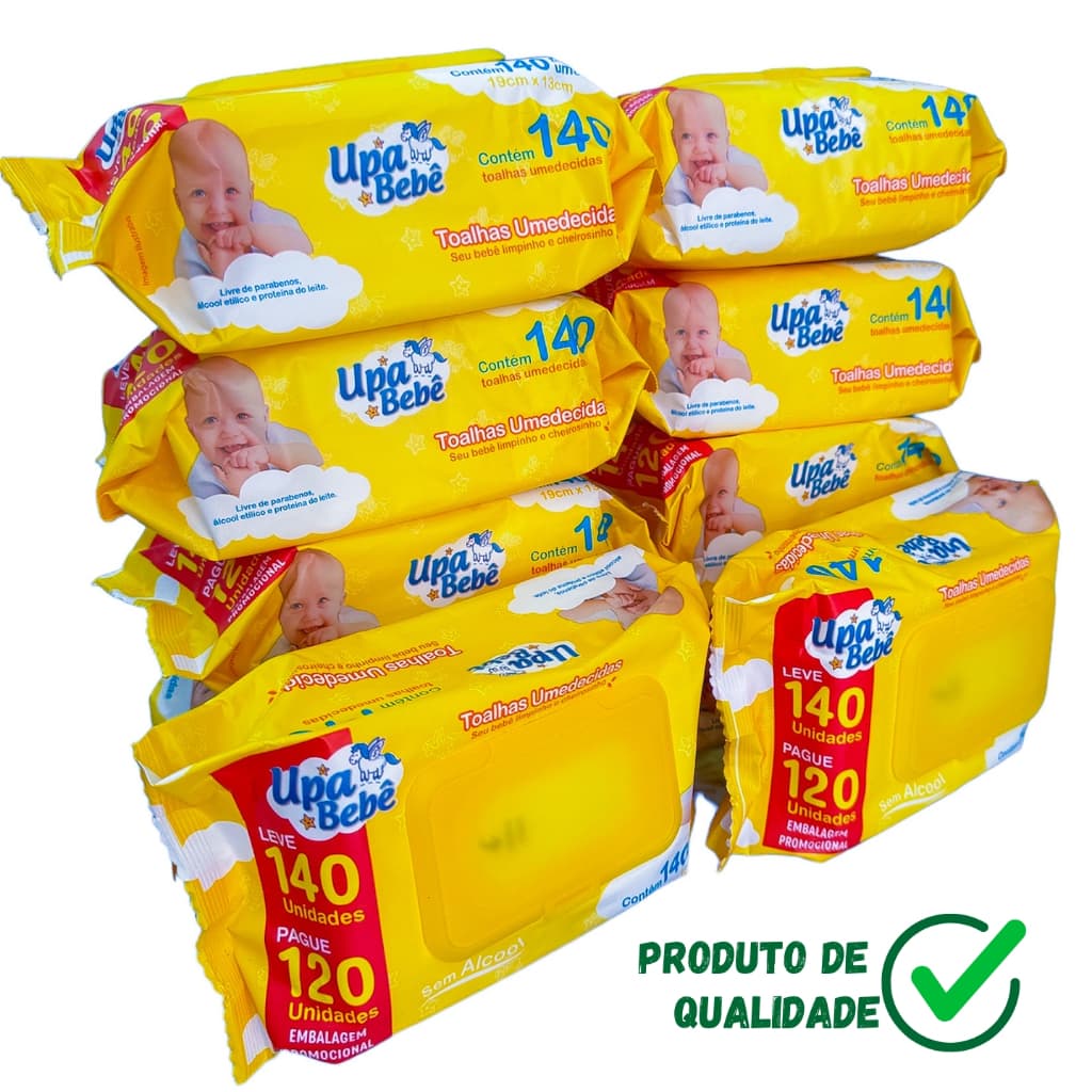 10 pacotes 140 cada  com Lenço umedecido Upa bebe Toalha umedecida