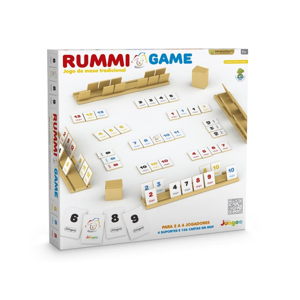 Rummi Game 106 cartas MDF Jogo Clássico de Estratégia Raciocínio Lógico p/ Toda a Família Junges 650