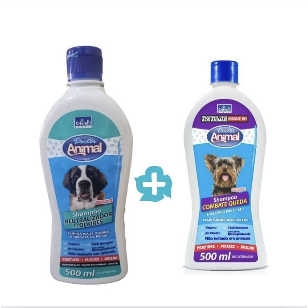 SHAMPOO COMBATE ANTI - QUEDA DE PELOS + SHAMPOO NEUTRALIZADOR DE ODORES PARA CÃES CACHORRO