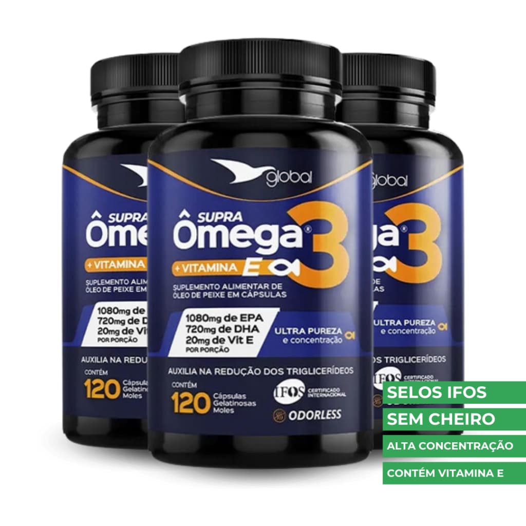 KIT 3X OMEGA 3 SELO IFOS 18/12 1800MG 1020 EPA 780 DHA COM 20MG DE VITAMINA E 120 CPS GLOBAL