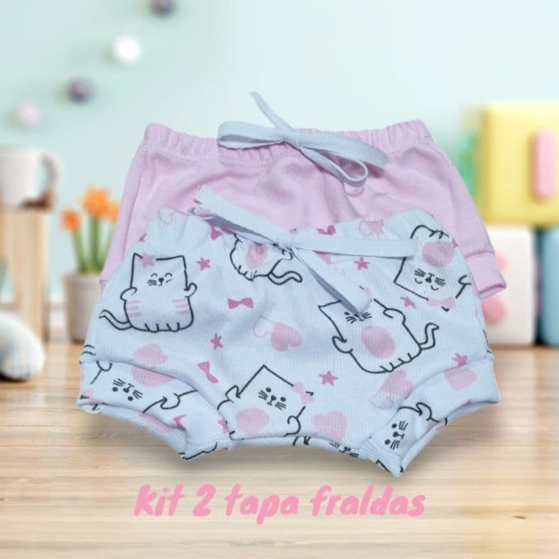 kit 2 shorts tapa fralda para bebê