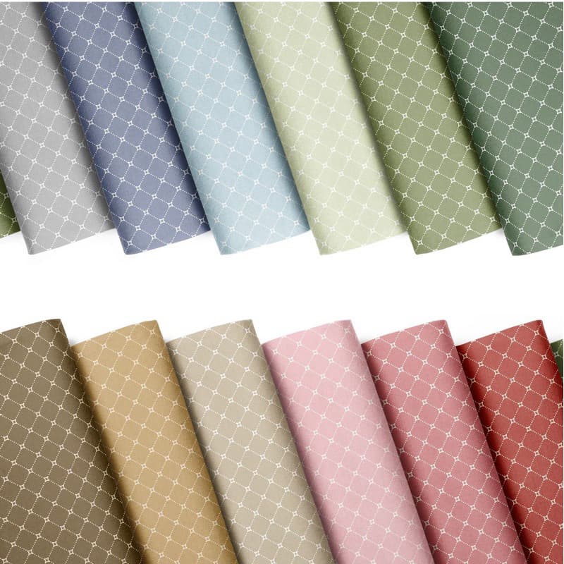 Tecido Tricoline 100% Algodão Fuxicos e Fricotes Treliçados Basic 0,50x1,50m Composê para Costura Criativa Patchwork