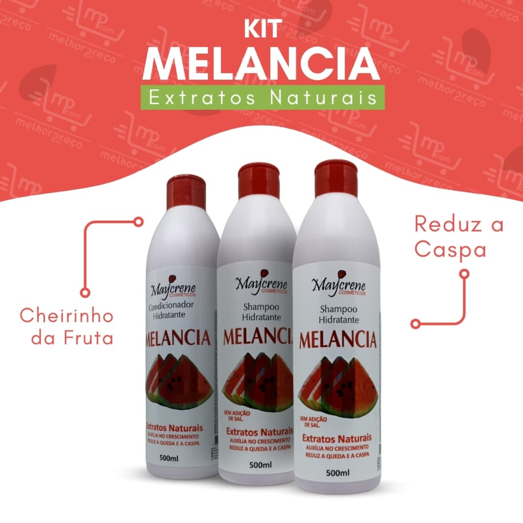 Kit Capilar Melancia Shampoo e Condicionador Hidratante e Anticaspa com Cheirinho de Fruta Maycrene
