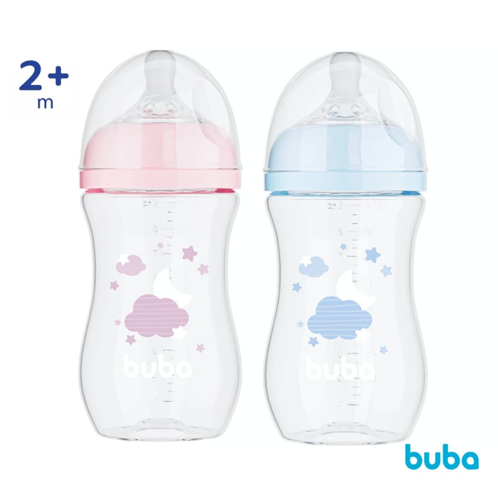 Mamadeira Easy Flow Buba +2 Meses Anticólica Bico Silicone Ultrasoft Macio Ergonômico Bebê Menino