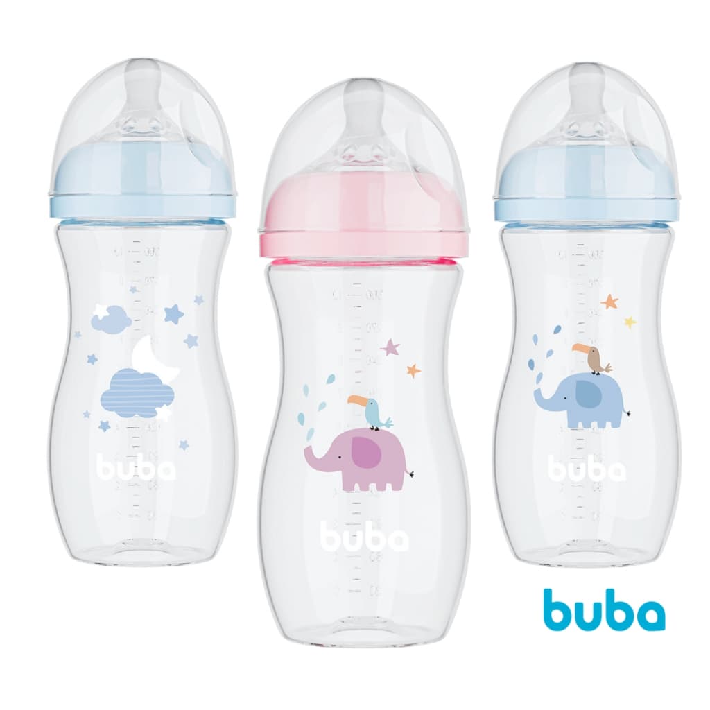 Mamadeira Buba 330ml Anticólica Para Bebês +4 Meses Com Bico Macio Silicone Ultrasoft Mamadeira