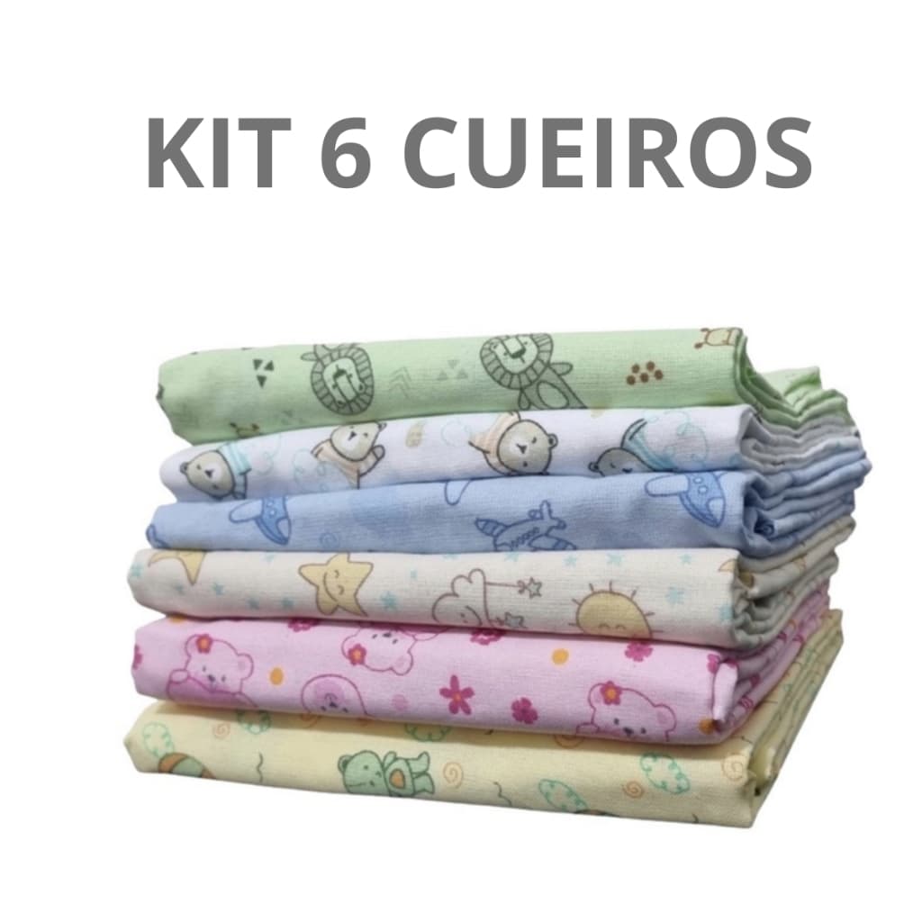 Cueiro KIT 6 unidade Grande Flanelado bebê 100% Algodão Enxoval