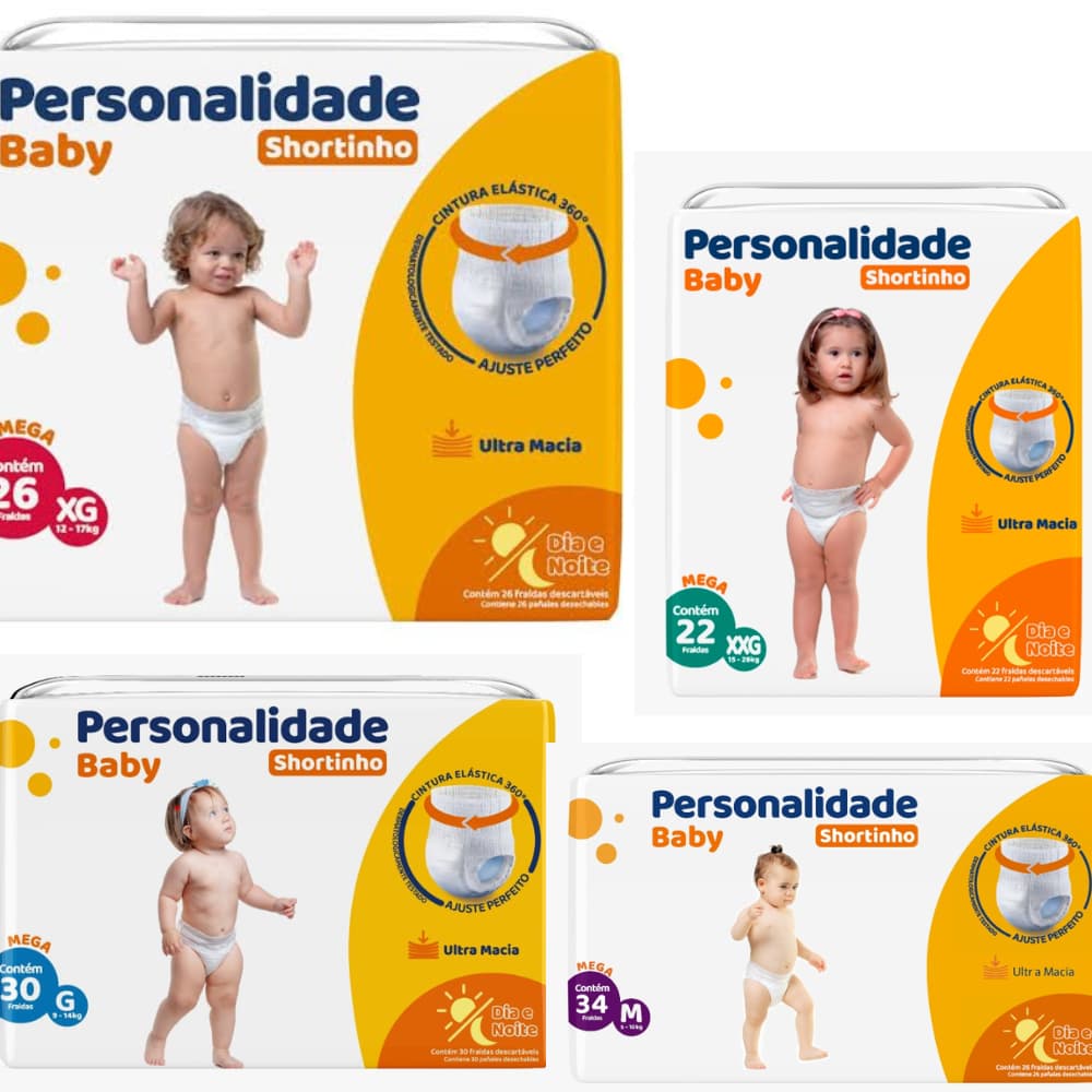 Fralda Personalidade Baby Shortinho - Todos os Tamanhos - Noite e Dia