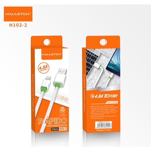 Cabo de Dados Turbo IPhone e Tipo C 4.8A carregamento rapido USB Hmaston Original H102-2 / 3