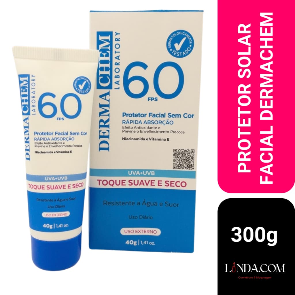 PROTETOR SOLAR FACIAL 60 FPS DERMACHEM  40G - TOQUE SECO