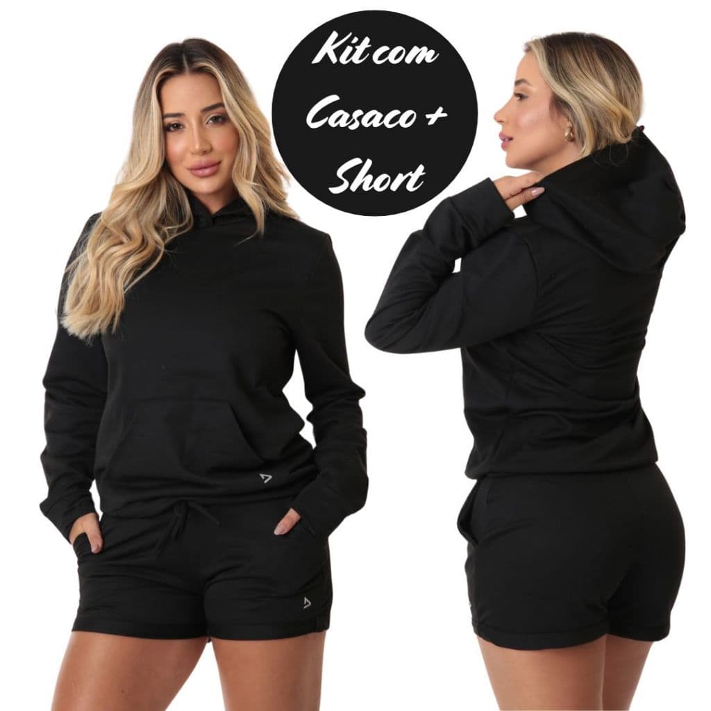 Kit Conjunto Casaco e Short Moletom