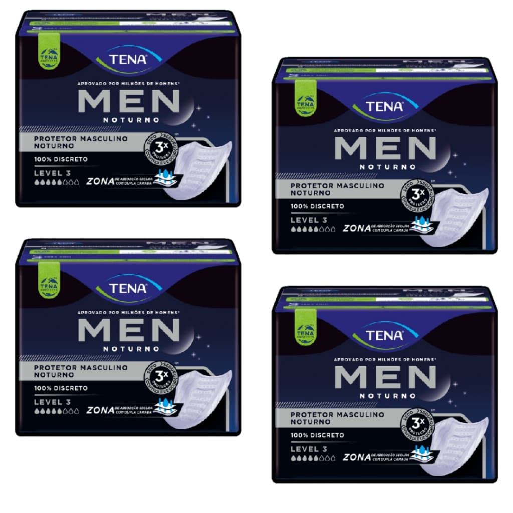 Kit 4 Pacotes de Absorvente para Incontinência Urinária Tena Men noturno C/8 un