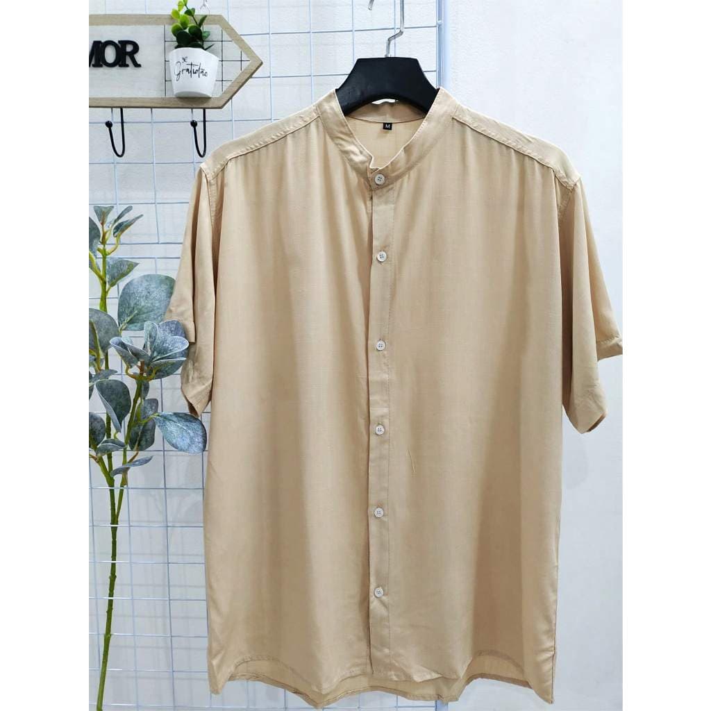Camisa Social Gola Padre Masculina Slim Manga Curta encolhe um pouquinho100% VISCOSE