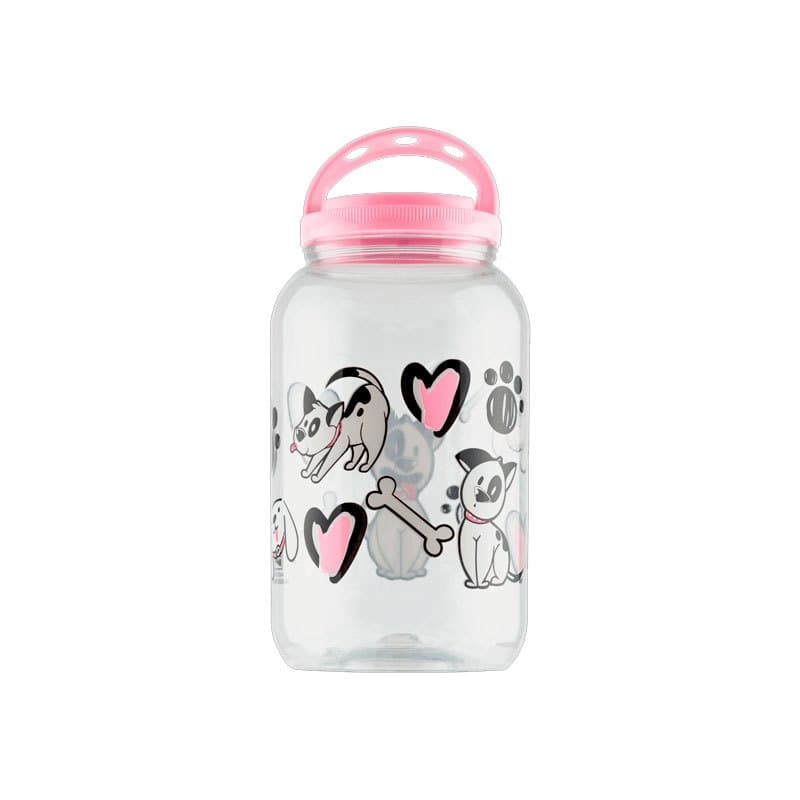 Pote Ração Armazenador 3,6L Rosa Petisco Fêmea Porta Guarda Ração Com Alça Gato Cachorro Contêiner Dispenser Pet
