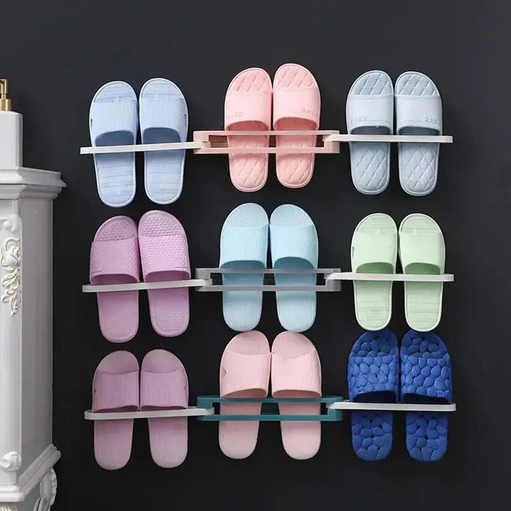 Rack Organizador Chinelo Tênis Toalha Montado Parede Sapato Banheiro Suporte Sapateira Retrátil