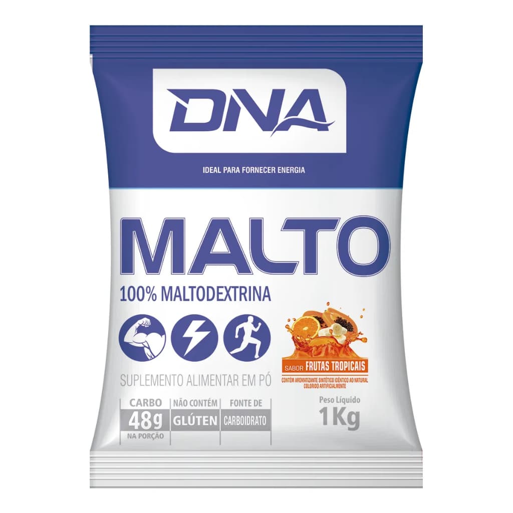 Malto Dextrina Rápida Absorção Pré Treino 1kg Sabor Frutas Tropicais - Dna Suplementos