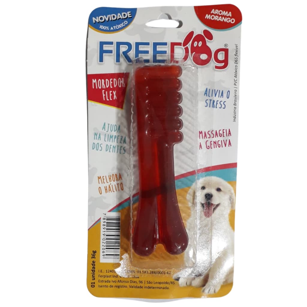 Mordedor Flexível Freedog Escova 36g Pet Cão Gato Limpeza Dental