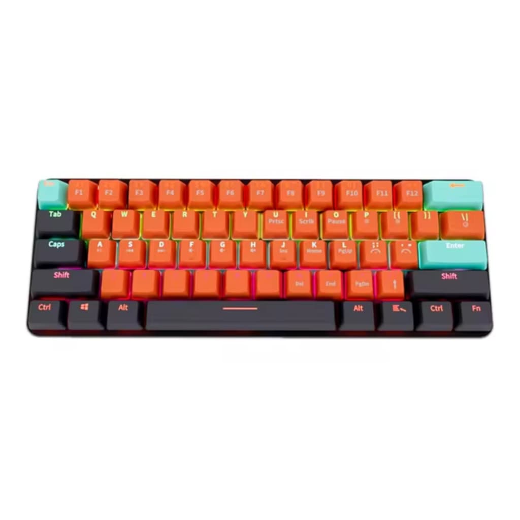 Teclado Gamer MKA610 Mini Teclado Mecânico Formato 60% com Fio, Teclas Removíveis, Retroiluminação RGB, 61