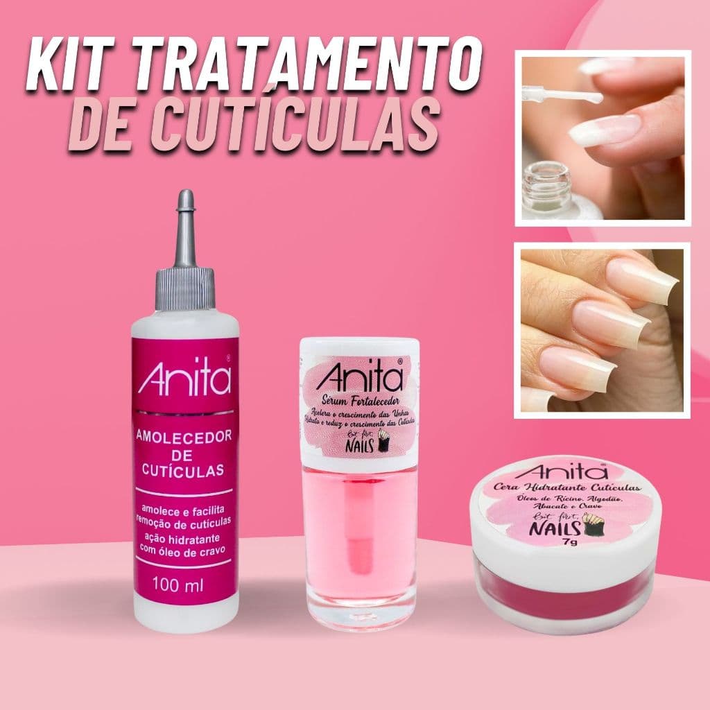 Kit Amolecedor Cutículas + Serum Fortalecedor + Cerinha Hidratante Kit Esmalte Base Manicure