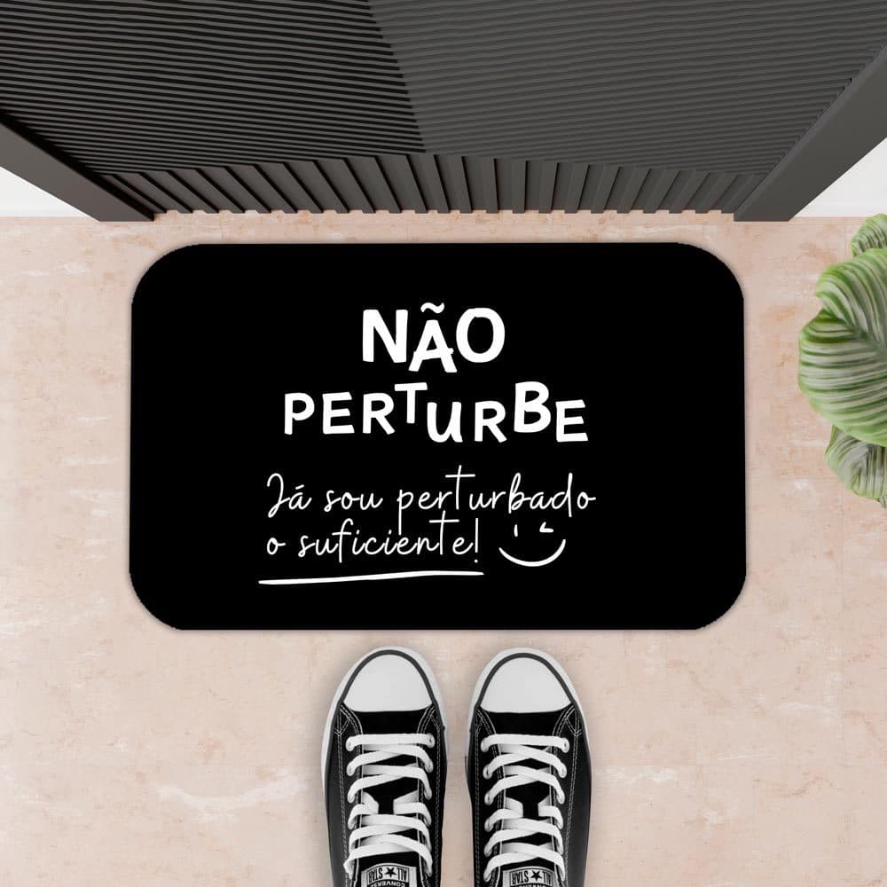 Tapete Decorativo Para Porta, entrada, Antiderrapante Engraçado - 34X60  - NÃO PERTURBE