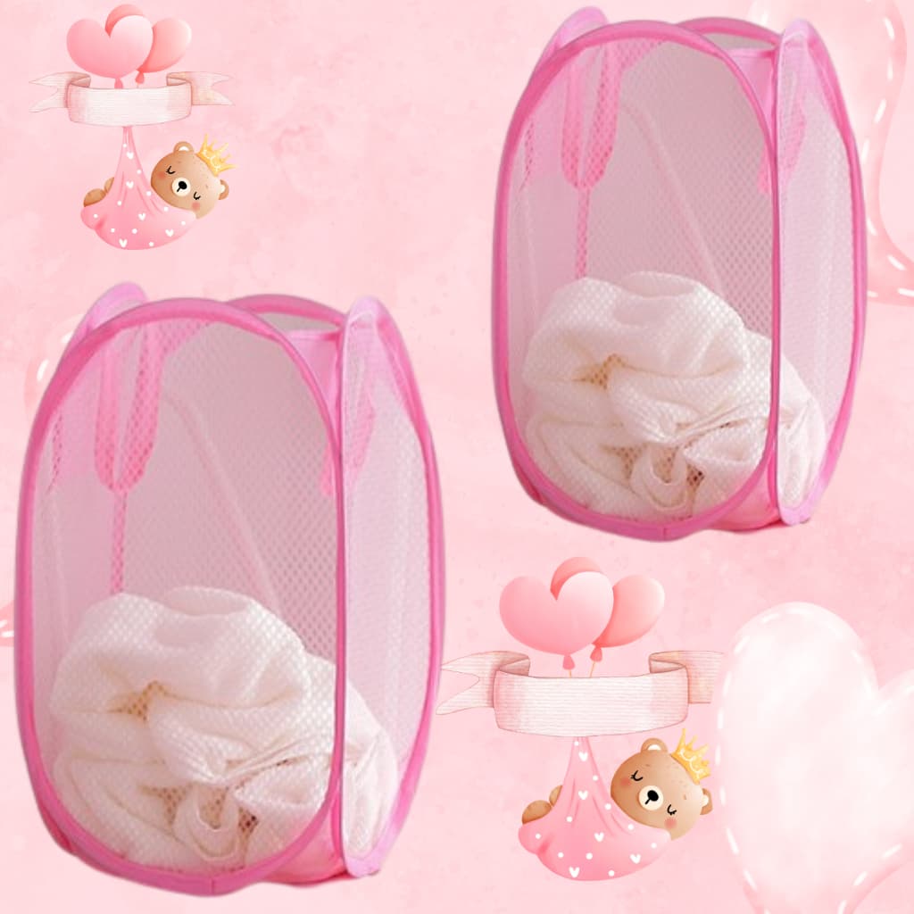 Kit com 2 Cesto de Roupa Lavanderia Banheiro Quarto Cesto de Brinquedos Organizador 36x36x58CM