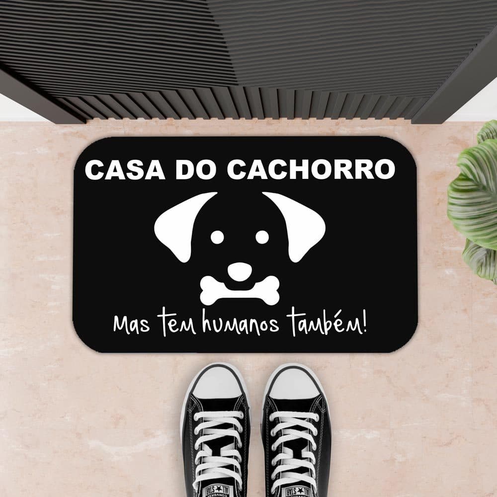 Tapete Decorativo Para Porta, sala e entrada, Antiderrapante Borracha Engraçado - 34X60 - 2mm - CASA DO CACHORRO