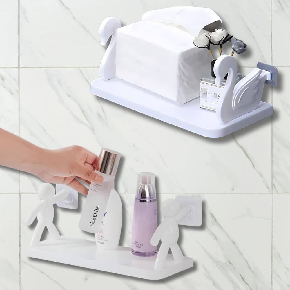 Suporte Organizador Cisne Moderno Multiuso Plastico Para Banheiro Cozinha Sala Com Adesivo Pratico