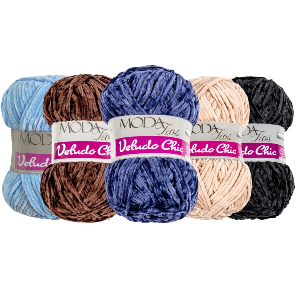 Kit 5 Novelos Fio Lã Veludo Chic Moda Fios 100g - 170 m Amigurumi Tricô Crochê