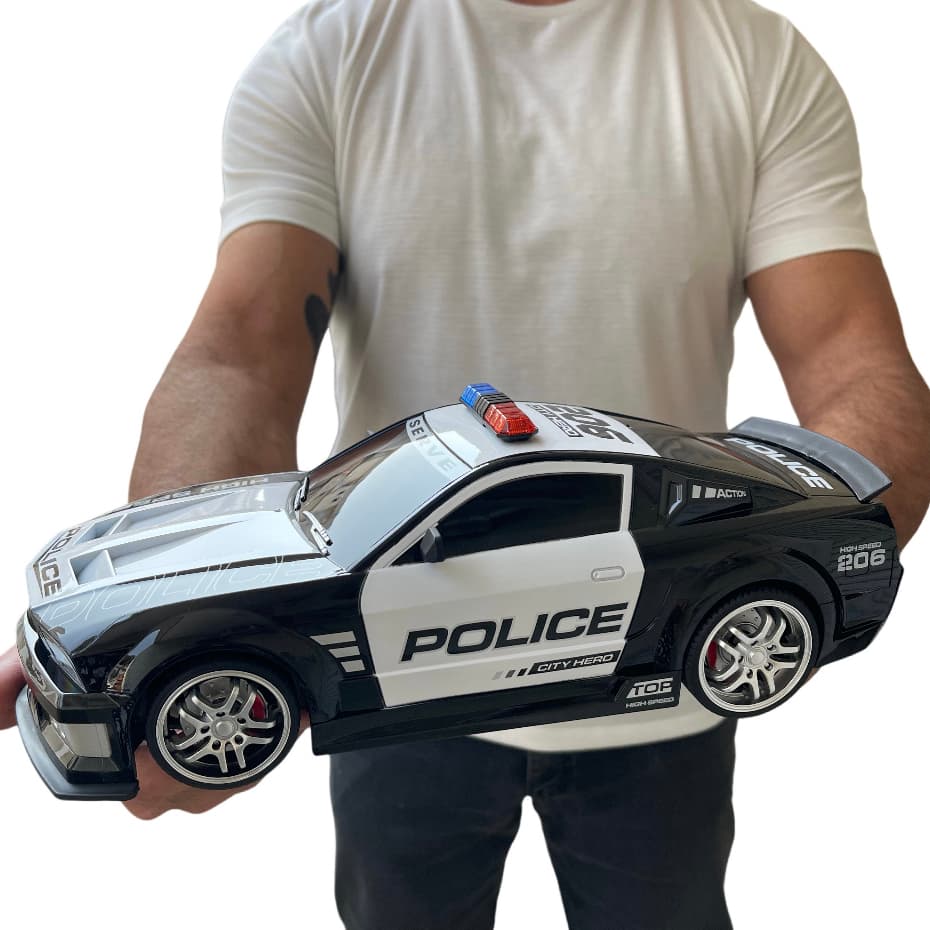 carrinho grande de polícia controle remoto bateria regarregável
