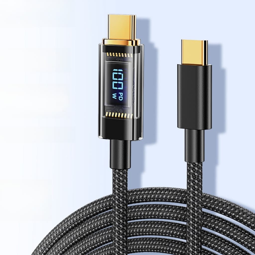 PD100W 66W Visor digital Tipo C Cabo de carregamento rápido para telefones USB Android-USB-A2
