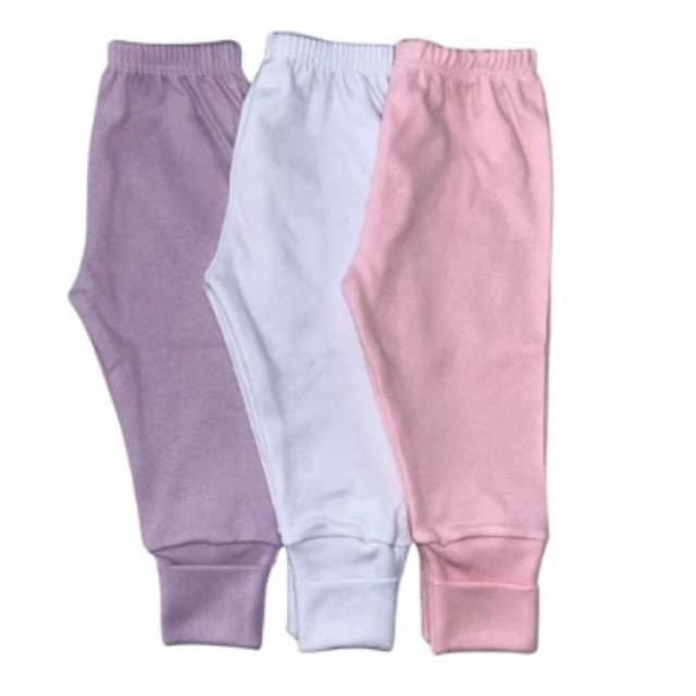 Kit 3 Mijão Calça Culote de Bebê  Vira Pé Reversível Enxoval Maternidade Pagão 100% Algodão Menina e Menino