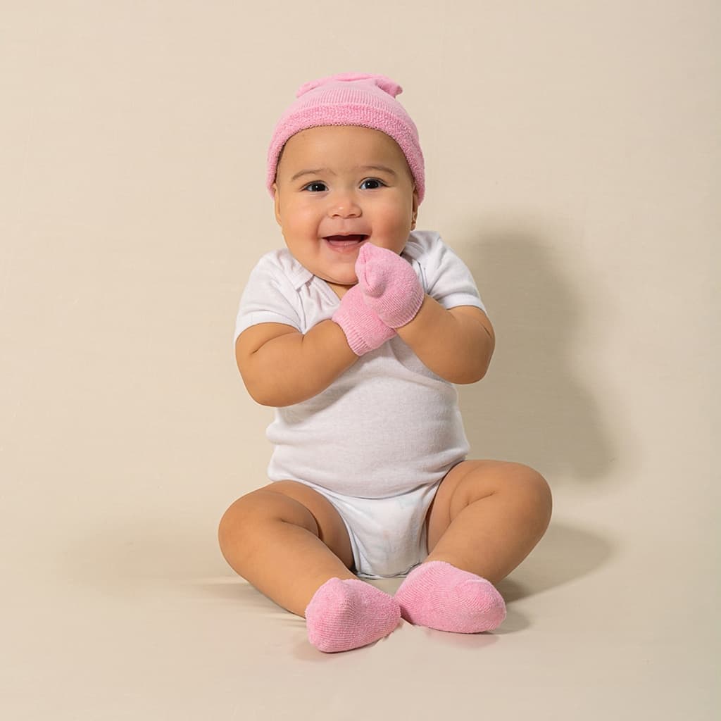 Kit Recem Nascido Bebe Touca Luva E Sapatinho Algodao Macio Enxoval Maternidade Dallf