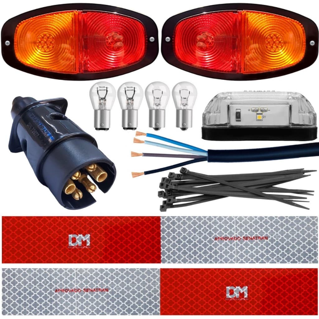 Kit Elétrico Instalação Carretinha Reboque Com Cabo Kit Para Montar Carretinha Completo