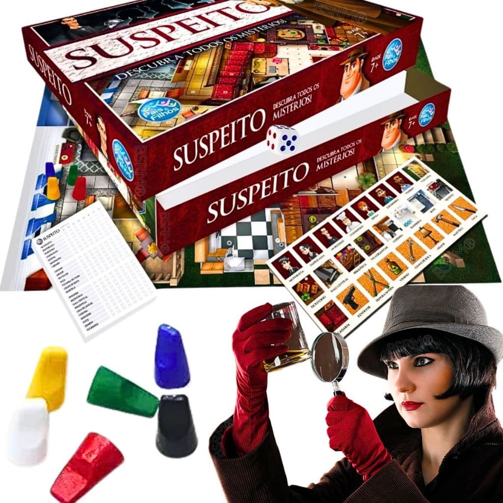 Jogo Suspeito Descubra Todos Os Mistérios Jogos De Tabuleiro Investigação Suspense brinquedo infantil presente menino menina criança 8 anos brinquedos infantis com selo inmetro Pais e Filhos para jogar em familia amigos