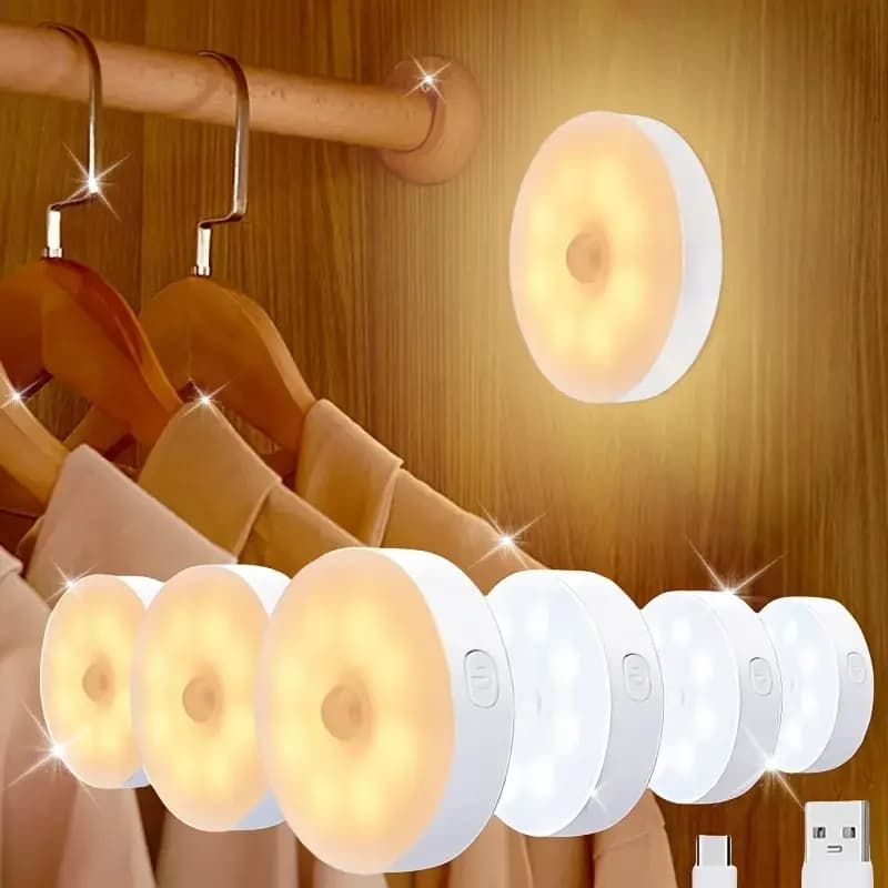 Luminária Led Automática Com Sensor de Presença Recarregável Luminária Luz Quente e Fria USB