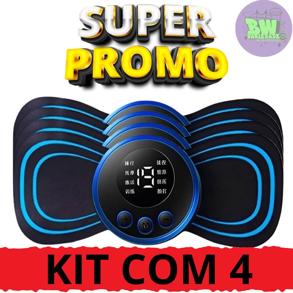 KIT COM 4  Mini Massageador EMS Estimulador Elétrico De Pescoço Portátil Para Alívio Da Dor Muscular Cervical