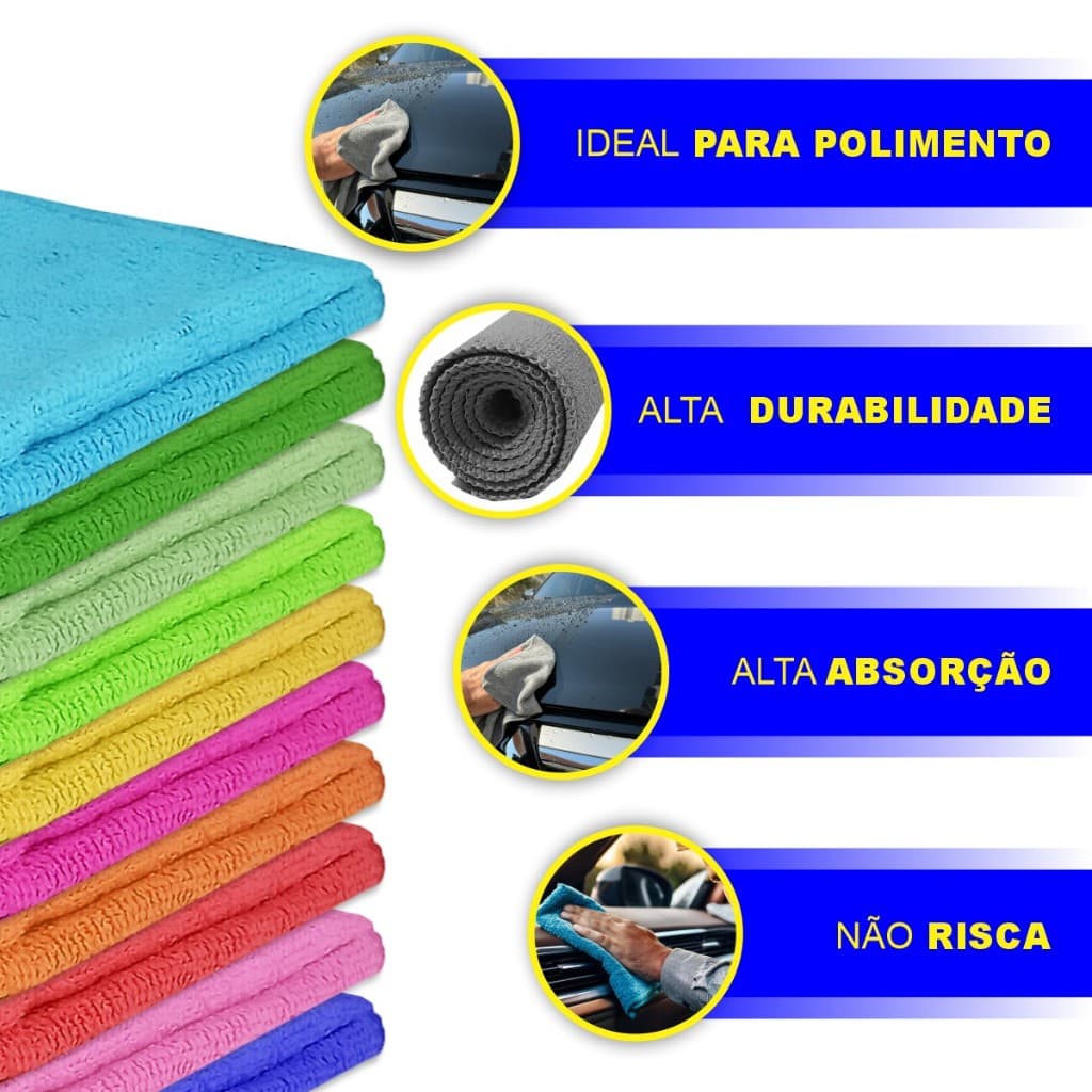 Pano Microfibra Super Macio Para Carro Limpa Seca 200gsm Paninho Limpeza Nao Risca Eletrônicos 30x30