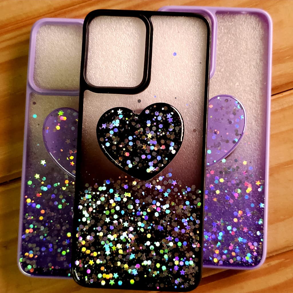 Capa Capinha anti impacto para Motorola Moto E13 - Capinha de Silicone com pop socket de coração para Motorola Moto E22