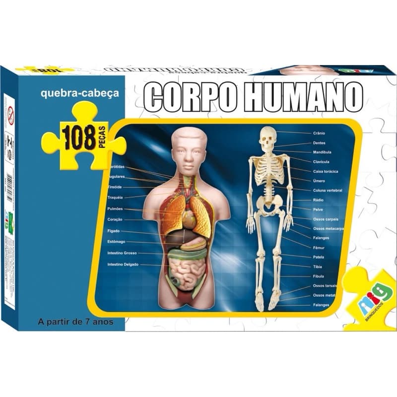 Quebra Cabeca Corpo Humano 108 Pecas Educativo Nig Brinquedos - educativo