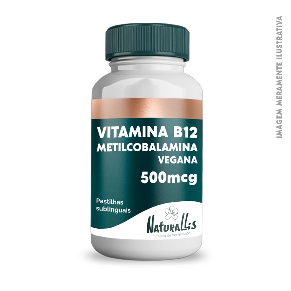 Vitamina B12 500mcg Metilcobalamina - 60 ou 120 pastilhas sublinguais - Suplemento Vegano
