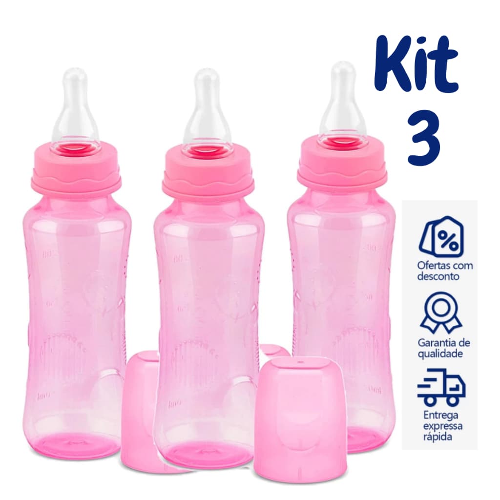 Kit 3 Mamadeiras Para Bebê Petita Alta Qualidade 140ml