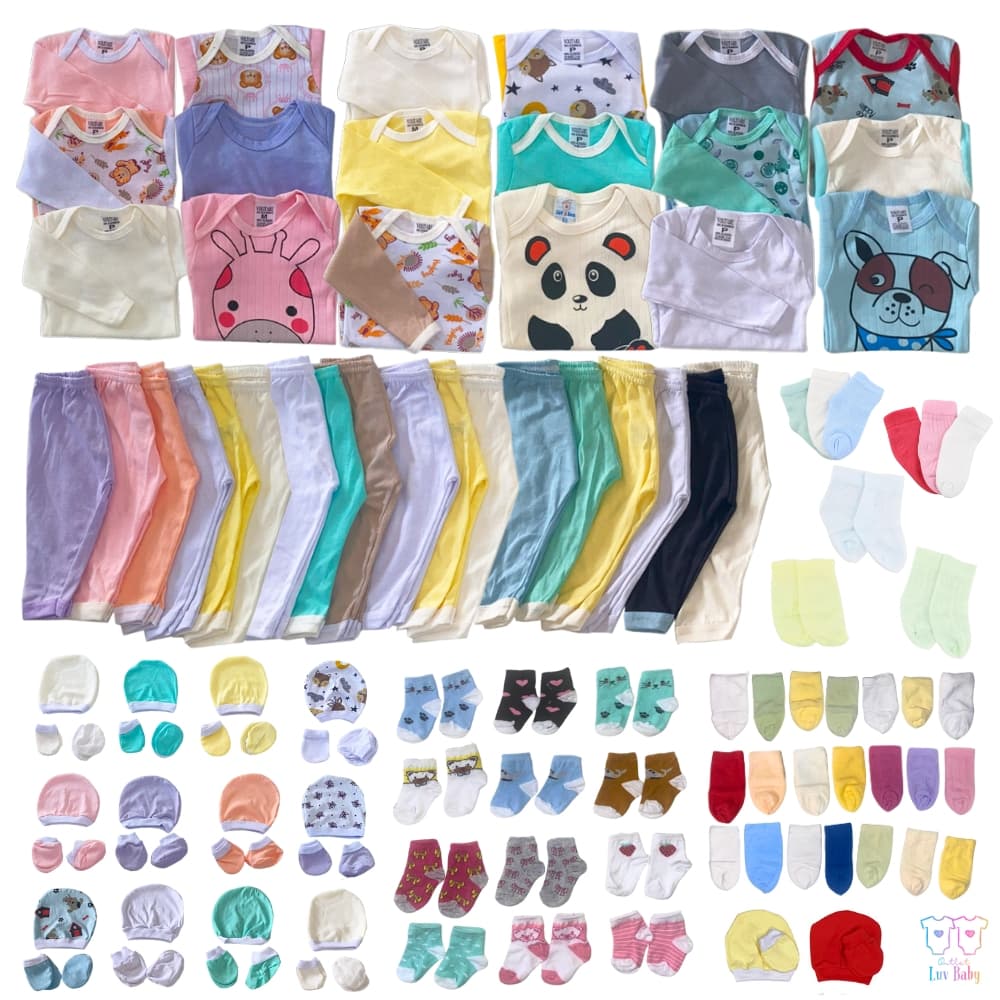 kit 30 peças enxoval bebê body calça meia touca  luva roupa de bebê