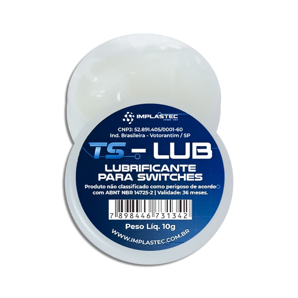 Graxa TS-Lub 10g Implastec para lubrificação de teclados mecanicos, peças e cabos automotivos