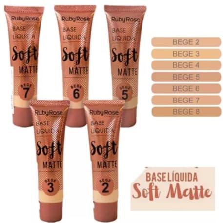 Ruby Rose Base Liquida Soft Matte Bege 2, 3, 4, 5, 6 e 7 HB-8050